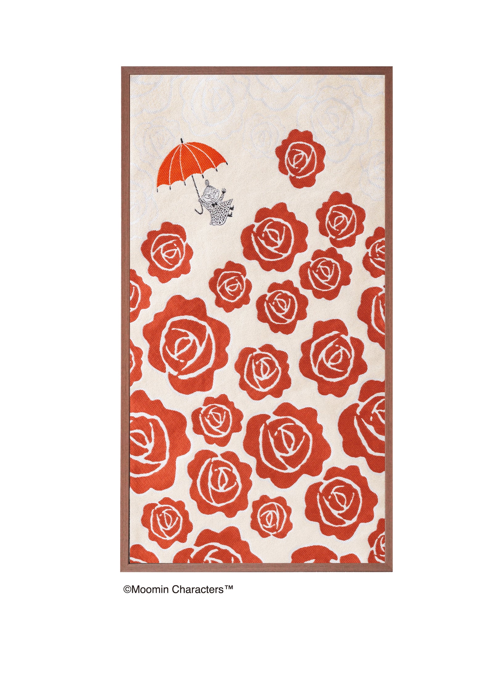 京都 西陣 川島織物 薔薇 額装 希少品 呉服屋蔵 美品(K-LC926) MOOMINコラボ＞西陣織額装「Little My flying over roses