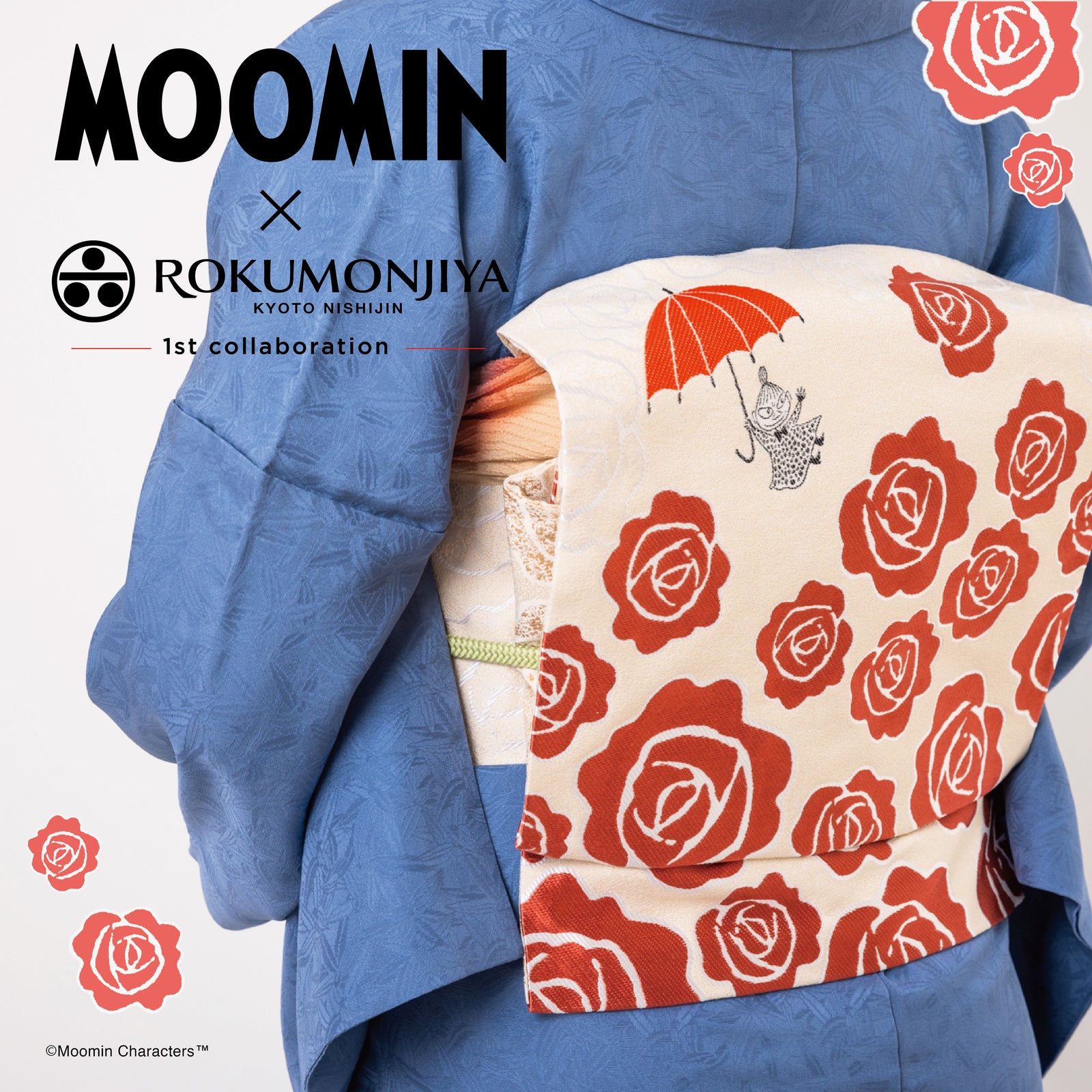 MOOMINコラボ＞西陣織なごや帯「Little My flying over roses